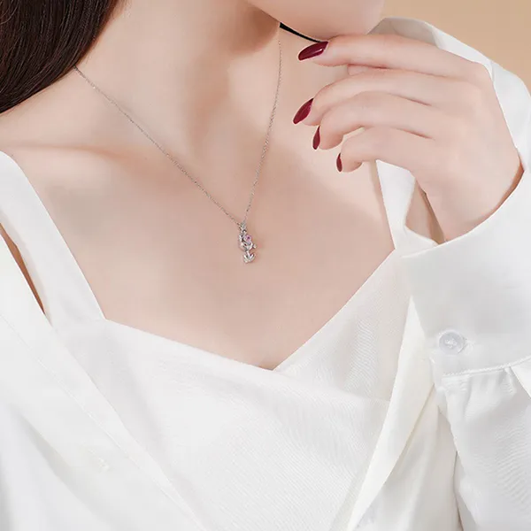 Dây Chuyền Nữ Lili Jewelry Bạc Đính Đá CZ Hoa Tulip LILI_105436 Màu Bạc Hồng
