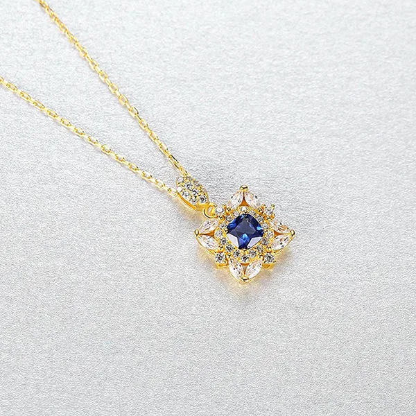 Dây Chuyền Nữ Lili Jewelry Bạc Đính Đá CZ Hoa Và Lá Violeta LILI_098134 Màu Vàng Xanh