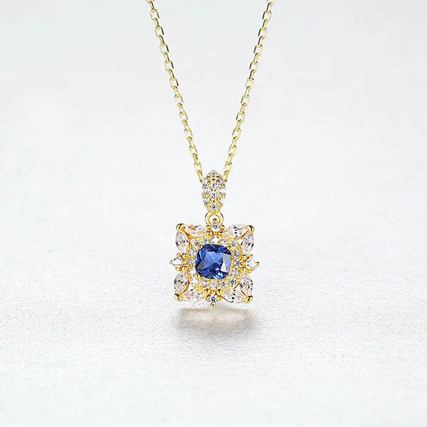Dây Chuyền Nữ Lili Jewelry Bạc Đính Đá CZ Hoa Và Lá Violeta LILI_098134 Màu Vàng Xanh