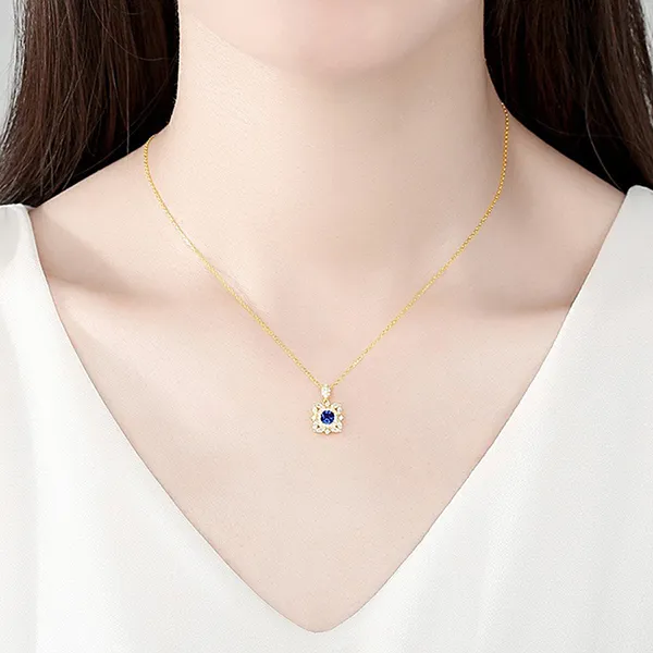 Dây Chuyền Nữ Lili Jewelry Bạc Đính Đá CZ Hoa Và Lá Violeta LILI_098134 Màu Vàng Xanh