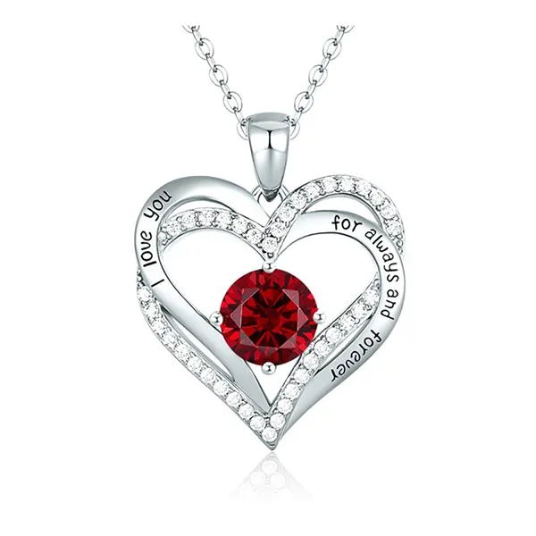 Dây Chuyền Nữ Lili Jewelry Bạc Đính Đá CZ I Love You LILI_098340 Màu Bạc Đỏ