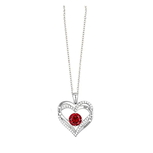 Dây Chuyền Nữ Lili Jewelry Bạc Đính Đá CZ I Love You LILI_098340 Màu Bạc Đỏ