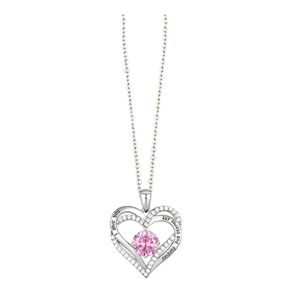 Dây Chuyền Nữ Lili Jewelry Bạc Đính Đá CZ I Love You LILI_098340 Màu Bạc Hồng