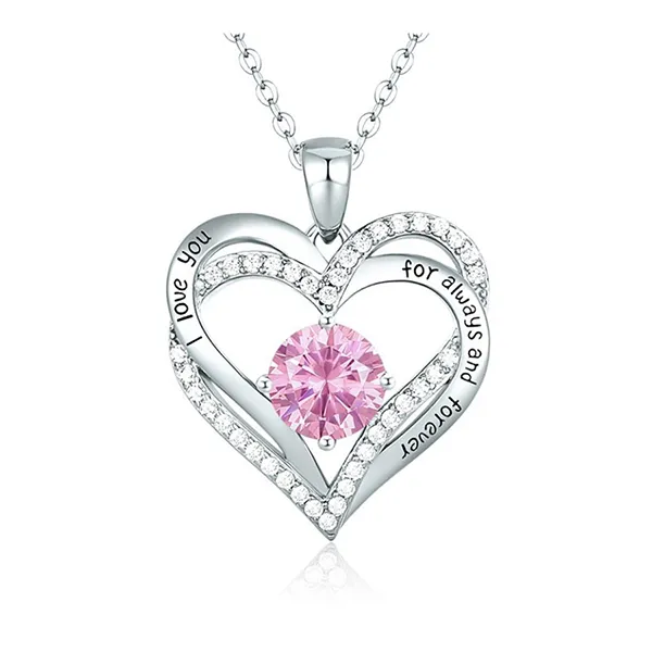Dây Chuyền Nữ Lili Jewelry Bạc Đính Đá CZ I Love You LILI_098340 Màu Bạc Hồng