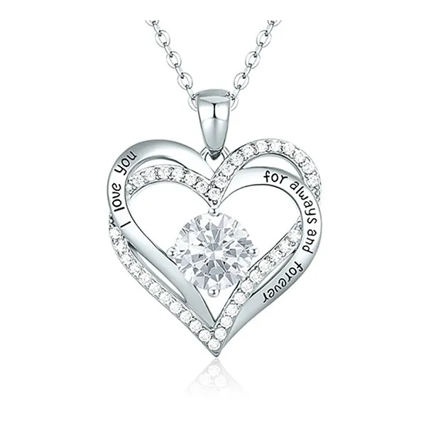 Dây Chuyền Nữ Lili Jewelry Bạc Đính Đá CZ I Love You LILI_098340 Màu Bạc Trắng