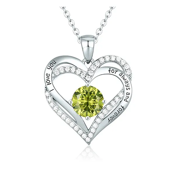 Dây Chuyền Nữ Lili Jewelry Bạc Đính Đá CZ I Love You LILI_098340 Màu Bạc/ Vàng Chanh