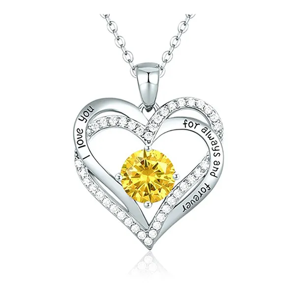 Dây Chuyền Nữ Lili Jewelry Bạc Đính Đá CZ I Love You LILI_098340 Màu Bạc Vàng