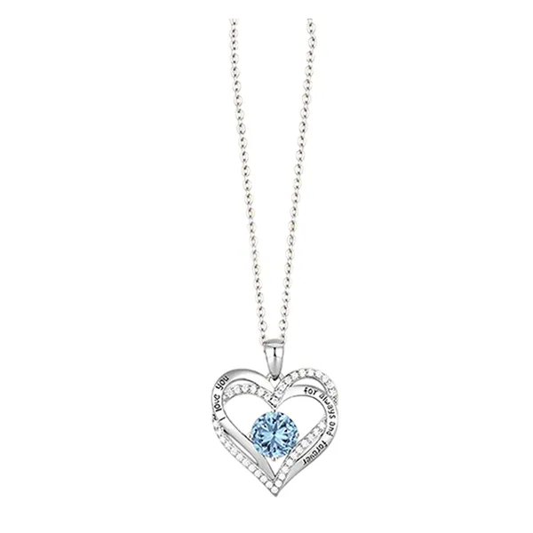 Dây Chuyền Nữ Lili Jewelry Bạc Đính Đá CZ I Love You LILI_098340 Màu Bạc/ Xanh Dương