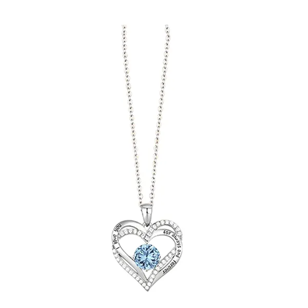 Dây Chuyền Nữ Lili Jewelry Bạc Đính Đá CZ I Love You LILI_098340 Màu Bạc/ Xanh Lam