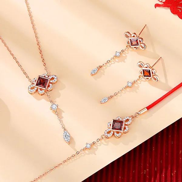 Dây Chuyền Nữ Lili Jewelry Bạc Đính Đá CZ Juniper LILI_125938 Màu Vàng Hồng