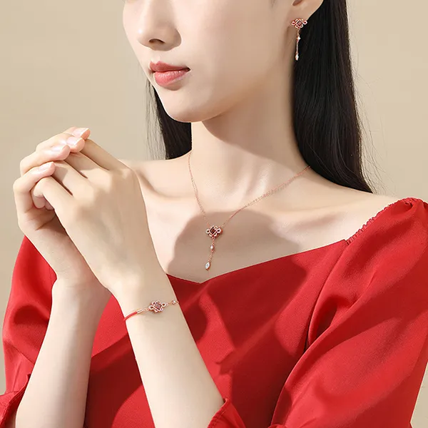 Dây Chuyền Nữ Lili Jewelry Bạc Đính Đá CZ Juniper LILI_125938 Màu Vàng Hồng