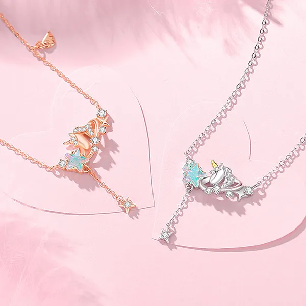 Dây Chuyền Nữ Lili Jewelry Bạc Đính Đá CZ Kỳ Lân Lấp Lánh Eva LILI_125878 Màu Bạc