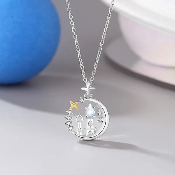 Dây Chuyền Nữ Lili Jewelry Bạc Đính Đá CZ Lâu Đài Trời Sao Zora LILI_098593 Màu Bạc - Trang sức - Vua Hàng Hiệu