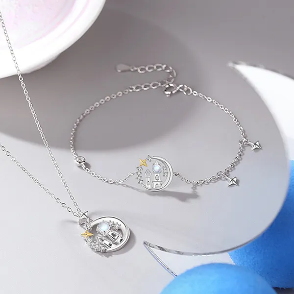Dây Chuyền Nữ Lili Jewelry Bạc Đính Đá CZ Lâu Đài Trời Sao Zora LILI_098593 Màu Bạc - Trang sức - Vua Hàng Hiệu