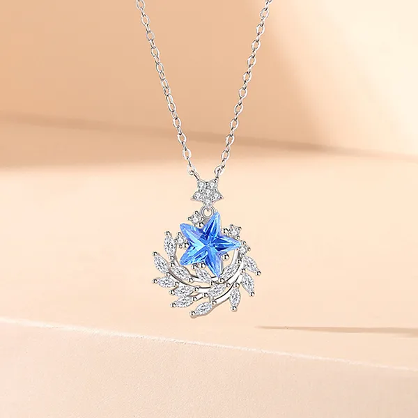 Dây Chuyền Nữ Lili Jewelry Bạc Đính Đá CZ Ngôi Sao May Mắn Hadley LILI_125903 Màu Xanh Bạc