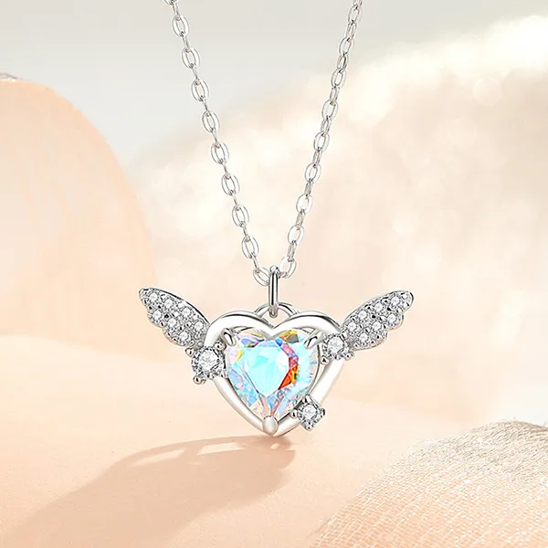 Dây Chuyền Nữ Lili Jewelry Bạc Đính Đá CZ Thiên Thần Tình Ái Josie LILI_125974 Màu Xanh Bạc - Trang sức - Vua Hàng Hiệu