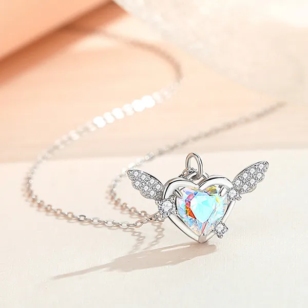 Dây Chuyền Nữ Lili Jewelry Bạc Đính Đá CZ Thiên Thần Tình Ái Josie LILI_125974 Màu Xanh Bạc - Trang sức - Vua Hàng Hiệu
