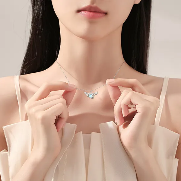 Dây Chuyền Nữ Lili Jewelry Bạc Đính Đá CZ Thiên Thần Tình Ái Josie LILI_125974 Màu Xanh Bạc - Trang sức - Vua Hàng Hiệu