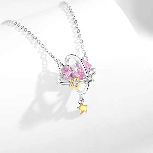 Dây Chuyền Nữ Lili Jewelry Bạc Đính Đá CZ Tình Yêu Lấp Lánh Ariana LILI_125717 Màu Hồng Bạc