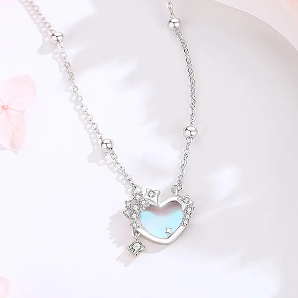 Dây Chuyền Nữ Lili Jewelry Bạc Đính Đá CZ Trái Tim Cách Điệu Arya LILI_125980 Màu Xanh Bạc - Trang sức - Vua Hàng Hiệu