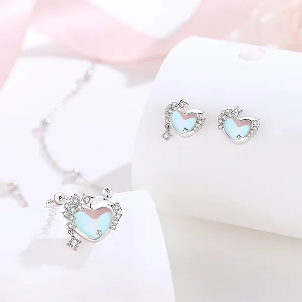 Dây Chuyền Nữ Lili Jewelry Bạc Đính Đá CZ Trái Tim Cách Điệu Arya LILI_125980 Màu Xanh Bạc - Trang sức - Vua Hàng Hiệu