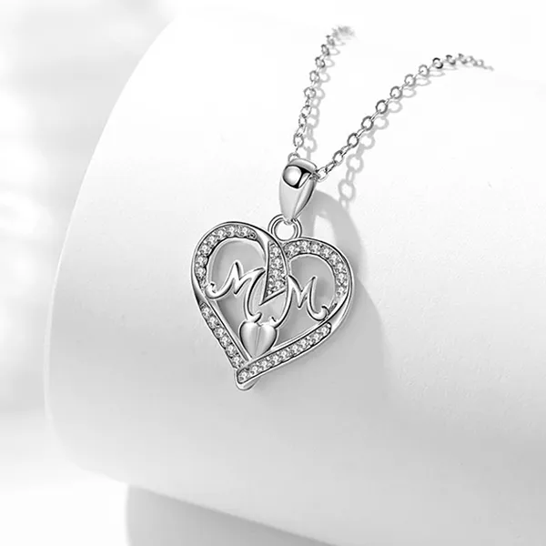 Dây Chuyền Nữ Lili Jewelry Bạc Đính Đá CZ Trái Tim MOM LILI_275239 Màu Bạc