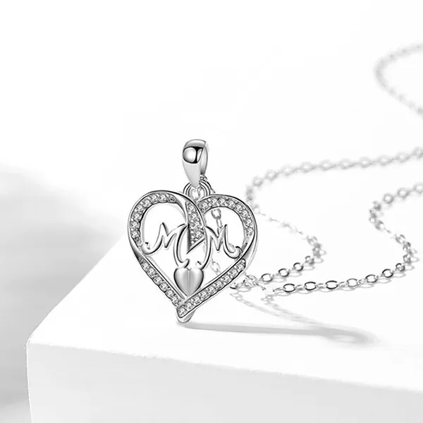 Dây Chuyền Nữ Lili Jewelry Bạc Đính Đá CZ Trái Tim MOM LILI_275239 Màu Bạc