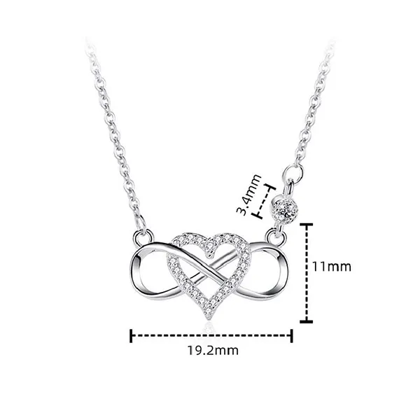 Dây Chuyền Nữ Lili Jewelry Bạc Đính Đá CZ Trái Tim Tình Yêu Vô Cực LILI_451873 Màu Bạc - Trang sức - Vua Hàng Hiệu