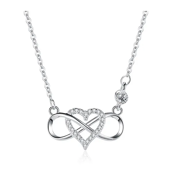 Dây Chuyền Nữ Lili Jewelry Bạc Đính Đá CZ Trái Tim Tình Yêu Vô Cực LILI_451873 Màu Bạc - Trang sức - Vua Hàng Hiệu