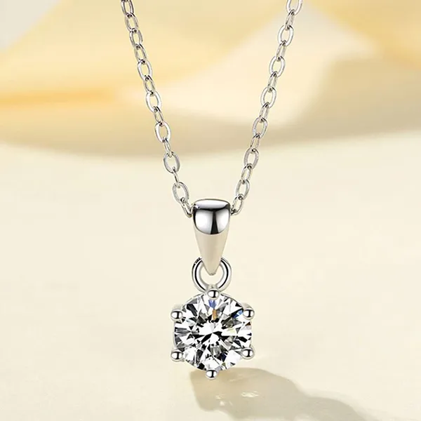 Dây Chuyền Nữ Lili Jewelry Bạc Đính Đá CZ Tròn 1 Hột Helga LILI_054012 Màu Bạc - Trang sức - Vua Hàng Hiệu