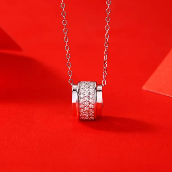 Dây Chuyền Nữ Lili Jewelry Bạc Đính Kim Cương Moissanite Tròn Cách Điệu LILI_219917 Màu Bạc