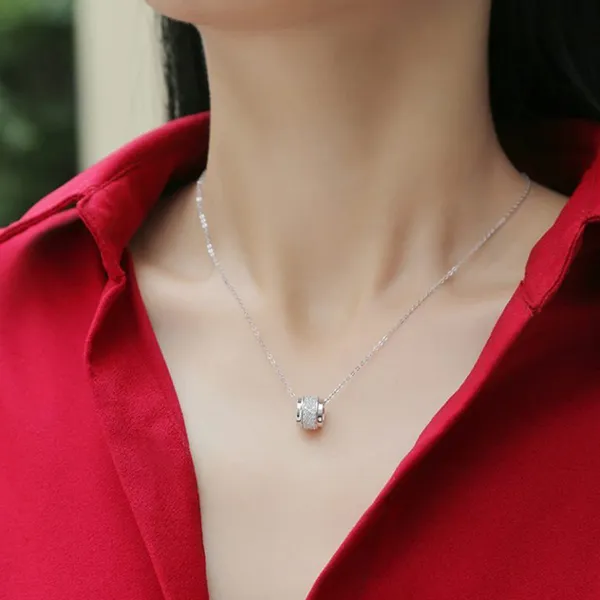 Dây Chuyền Nữ Lili Jewelry Bạc Đính Kim Cương Moissanite Tròn Cách Điệu LILI_219917 Màu Bạc
