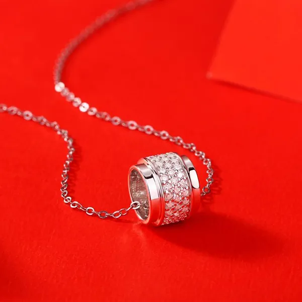 Dây Chuyền Nữ Lili Jewelry Bạc Đính Kim Cương Moissanite Tròn Cách Điệu LILI_219917 Màu Bạc