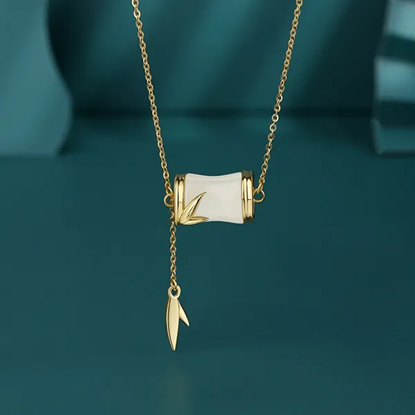 Dây Chuyền Nữ Lili Jewelry Bạc Đính Ngọc Bích Hetian Cây Trúc Araya LILI_098969 Màu Vàng Gold - Trang sức - Vua Hàng Hiệu
