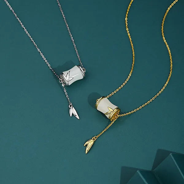 Dây Chuyền Nữ Lili Jewelry Bạc Đính Ngọc Bích Hetian Cây Trúc Araya LILI_098969 Màu Vàng Gold - Trang sức - Vua Hàng Hiệu