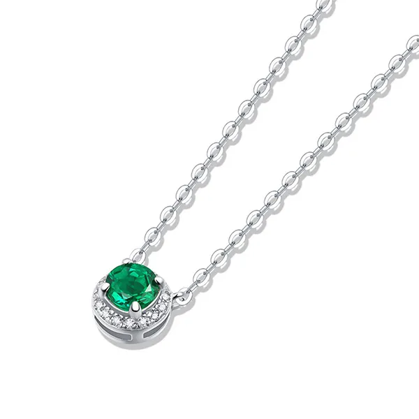 Dây Chuyền Nữ Lili Jewelry Bạc Đính Ngọc Lục Bảo Tổng Hợp Kallie LILI_099082 Màu Xanh Bạc