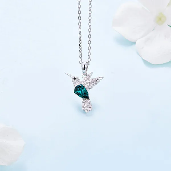 Dây Chuyền Nữ Lili Jewelry Bạc Đính Pha Lê Swarovski Chim Nhạn Zaniyah LILI_098321 Màu Xanh Bạc