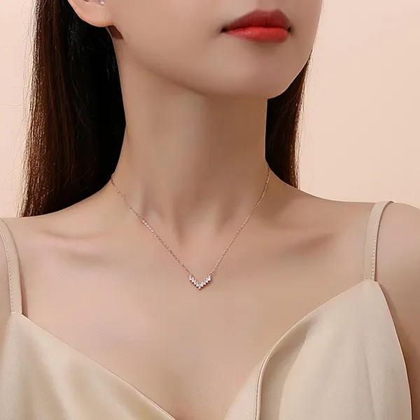 Dây Chuyền Nữ Lili Jewelry Đính Đá CZ Milana LILI_105761 Màu Vàng Hồng