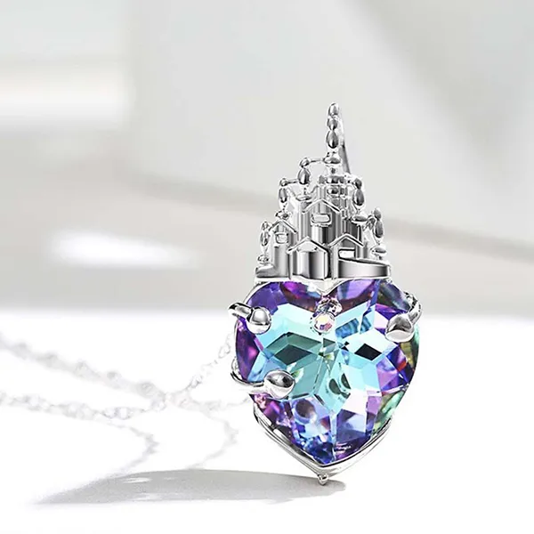 Dây Chuyền Nữ Lili Jewelry Bạc Trái Tim Pha Lê Lâu Đài Tình Yêu LILI_937128 Màu Bạc Tím