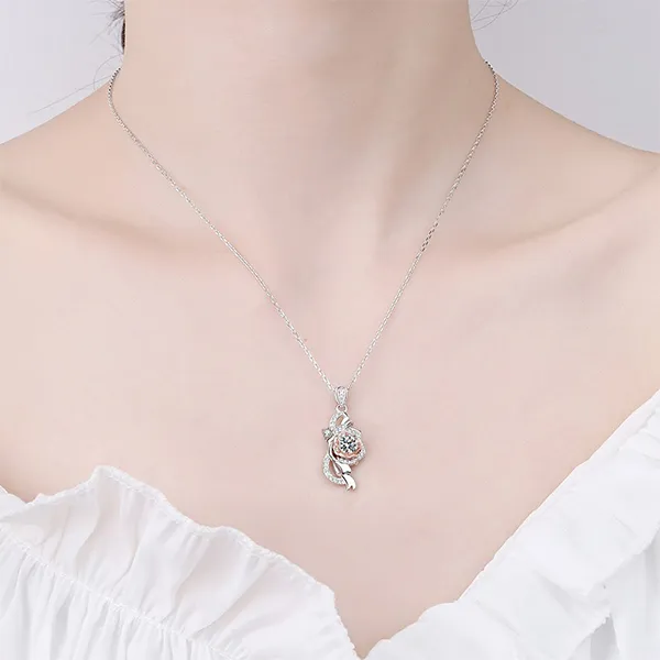 Dây Chuyền Nữ Lili Jewelry Bông Hồng Xyla LILI_099428 Màu Bạc