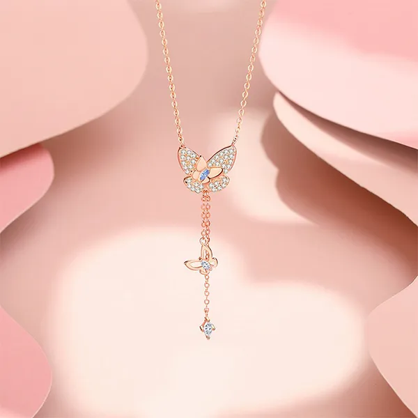 Dây Chuyền Nữ Lili Jewelry Cánh Bướm Brianna LILI_092889 Màu Vàng Hồng