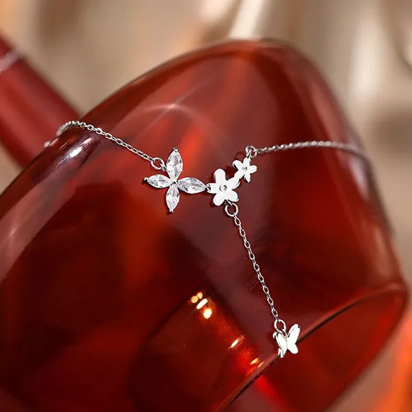 Dây Chuyền Nữ Lili Jewelry Choker Đính Đá CZ Con Bướm Xinh LILI_497535 Màu Bạch Kim - Trang sức - Vua Hàng Hiệu