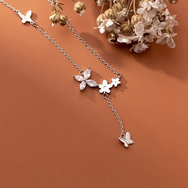 Dây Chuyền Nữ Lili Jewelry Choker Đính Đá CZ Con Bướm Xinh LILI_497535 Màu Bạch Kim - Trang sức - Vua Hàng Hiệu