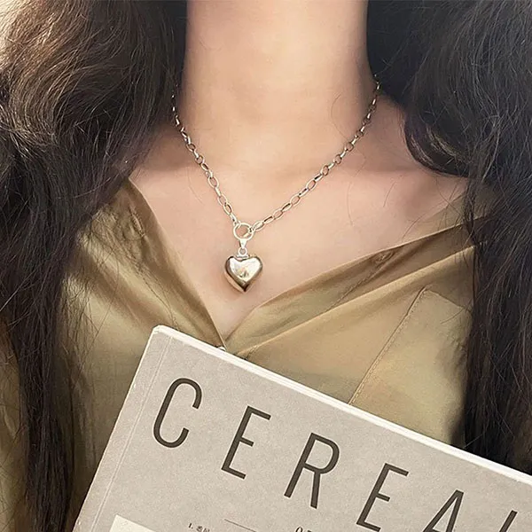 Dây Chuyền Nữ Lili Jewelry Chữ Cong Ngầu Cá Tính Heart LILI_185552 Màu Bạc - Trang sức - Vua Hàng Hiệu
