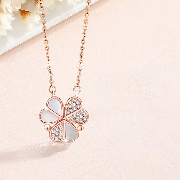 Dây Chuyền Nữ Lili Jewelry Cỏ 3 Lá Jayda LILI_098686 Màu Vàng Hồng