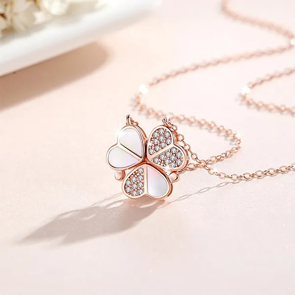 Dây Chuyền Nữ Lili Jewelry Cỏ 3 Lá Jayda LILI_098686 Màu Vàng Hồng