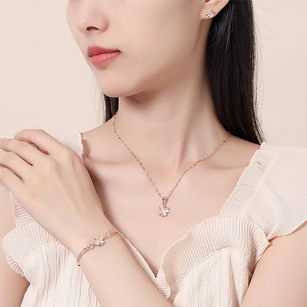 Dây Chuyền Nữ Lili Jewelry Cỏ 4 Lá Elyse LILI_098394 Màu Vàng Hồng - Trang sức - Vua Hàng Hiệu