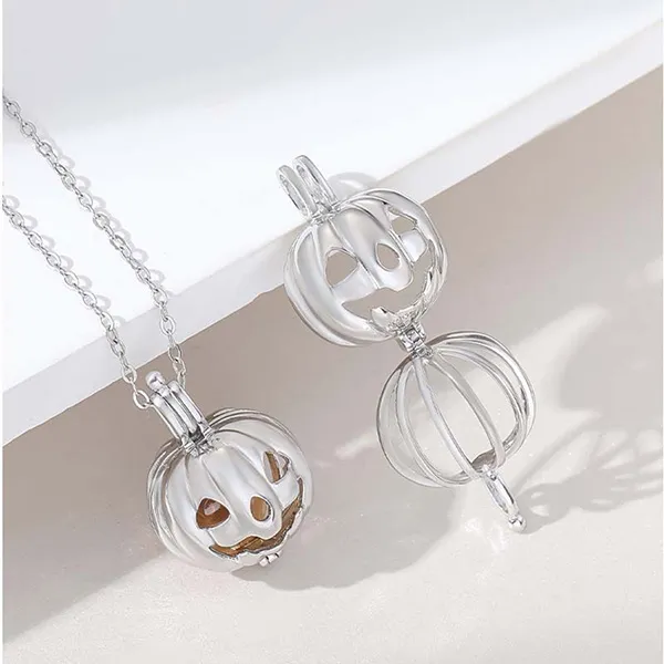 Dây Chuyền Nữ Lili Jewelry Dạng Lồng Đóng Mở Halloween Chứa Đá CZ LILI_636964 Màu Bạc (Bí Ngô) - Trang sức - Vua Hàng Hiệu
