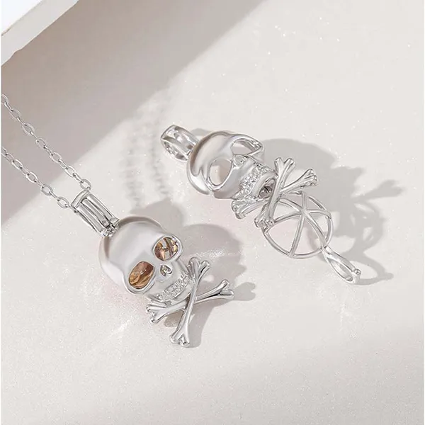 Dây Chuyền Nữ Lili Jewelry Dạng Lồng Đóng Mở Halloween Chứa Đá CZ LILI_636964 Màu Bạc (Đầu Lâu) - Trang sức - Vua Hàng Hiệu