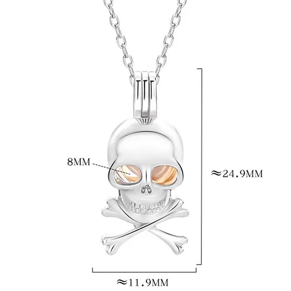 Dây Chuyền Nữ Lili Jewelry Dạng Lồng Đóng Mở Halloween Chứa Đá CZ LILI_636964 Màu Bạc (Đầu Lâu) - Trang sức - Vua Hàng Hiệu